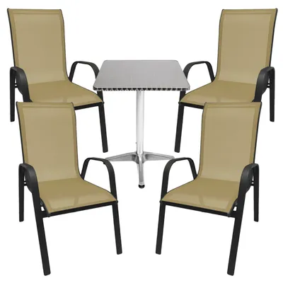 Produktbild von Bistro Sitzgarnitur Bistrogarnitur 5-teilig Anthrazit/Beige