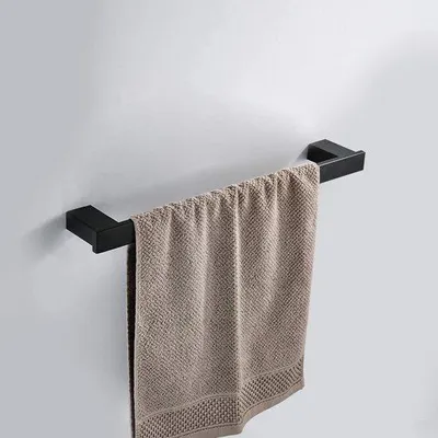 Produktbild von Ibenzoa® Schwarzer Handtuchhalter 40 cm – Wandmontage, hochwertiger Edelstahl, matt, rostbeständig, mit verdeckten Schrauben für Badezimmer