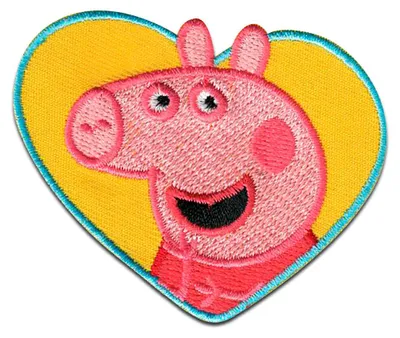 Obrázek produktu pro Comercial Mercera Peppa Wutz in the heart children - nášivka, nažehlovací, nažehlovací obrázek, nášivka, k nažehlení, velikost: 5,4 x 6,3 cm