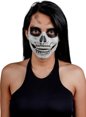 Produktbild von Schädel Teilmaske zum Ankleben weiß