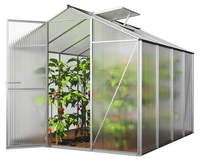 Zdjęcie produktu dla GFP szklarnia ECO 4 rama aluminiowa 192x256 cm - płytami poliwęglanowymi o grubości 8 mm