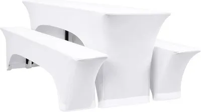 Productafbeelding van YMHPRIDE 1 sets witte bierbankhoezen en tafelkleden, 70 cm tafelbreedte, 220x70x70 cm biertentsets voor tuinbanket