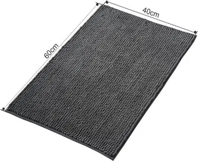 Produktbild von Unyqoos® Rutschfeste Badematte für Dusche & Badezimmer – flauschige Chenille‑Mikrofaser, waschbar, Dunkelgrau, 40 x 60 cm