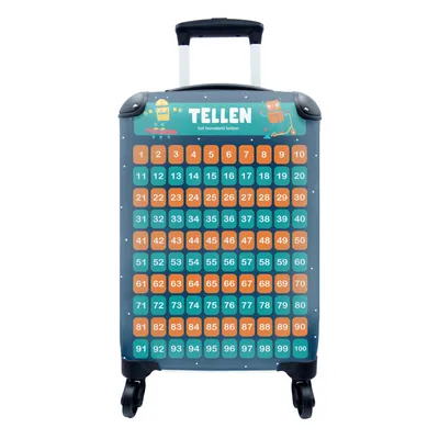 Produktbild von MuchoWow® Koffer Handgepäck Trolley Rollkoffer Kleine Reisekoffer mit 4 Rollen - Lernen - Zählen - Mädchen - Kinder - Blau - Kind - Cabin Size < 55x40x23 cm & 55x40x20 cm - Kinderkoffer - Kabinenkoffer - Boardgepäck - Reise-Box - Reisekoffer - Reisegepäck - Koffer mit Bild - Trolley für Kinder