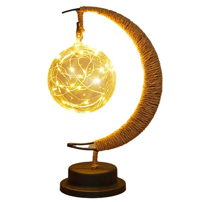 Produktbild von Ramadan Lichter Mondlampe, Ramadan Dekoration LED Eisen Mond Stern Eid Lichter, Eisen Ramadan Halbmond Lampe,（Warmes Licht）