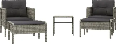 Produktbild von vidaXL 5-tlg. Garten-Lounge-Set mit Kissen Grau Poly Rattan