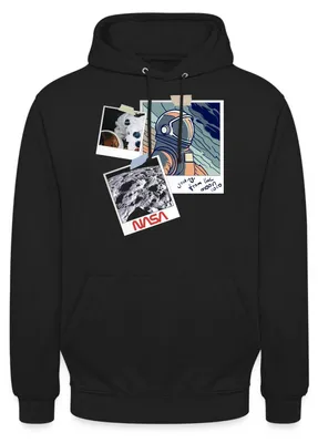 Produktbild von Spreadshirt NASA Greetings From The Moon Design Uni Hoodie, XL, Schwarz