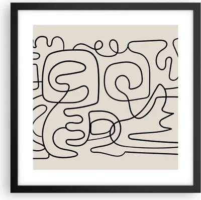 Produktbild von Gerahmtes Poster - Schwarzer Rahmen - Linien Figuren Formen - 40x40 cm - Wand Bild - Wanddeko - Wandbilder - Kunstposter - Wandposter - Bilderrahmen - Bilder - Kunstdruck - P2BAC40x40-5121