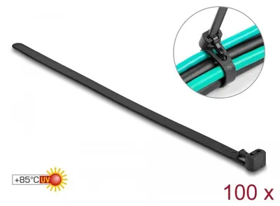 Produktbild von DeLOCK Kabelbinder wiederverwendbar hitzebeständig L 200 x B 7,5 mm 100 Stück schwarz, Kabelbinder mit Klettverschluss, Nylon, Schwarz, 200 mm, 7,5 mm, 100 Stück(e)