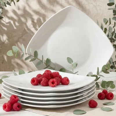 Produktbild von Konsimo Dessertteller 6-tlg. Spulmachinen- und Mikrowellengeeignet "CARLINA", Weiß, Porzellan, Italian, 19x19cm