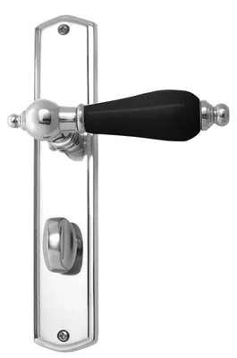 Produktbild von Oscar R039 Ghidini Türgriff-Langschild-Garnitur M4 glanzchrom Handhabe schwarz (Lochung: WC) Lochung: WC