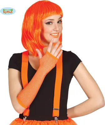 Produktbild von Neon DISCO ORANGE Mesh Handschuhe 80er