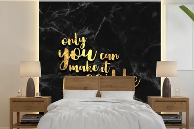 Produktbild von MuchoWow® Fototapete für Wohnzimmer oder Schlafzimmer Wandtapete Vinyl Motivtapete Zitat - Motivation - Marmor - Gold - 280x280 cm - Hintergrundbild
