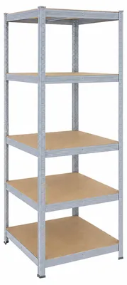 Produktbild von Relaxdays Schwerlastregal, HxBxT: 200 x 80 x 60 cm, 875 kg, 5 Ebenen, Lagerregal Keller, zum Stecken, grau/braun