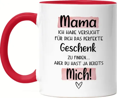 Produktbild von Mama Geschenk Tasse Rot  Mit Spruch Muttertag Humor Sarkasmus Geschenkidee Spruch-Tasse Rot