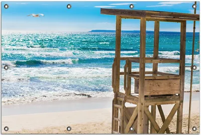 Produktbild von Wallario Outdoor-Poster für Garten oder Balkon, Motiv Badestrand - Mallorca Spanien, in ca. 80 x 120 cm