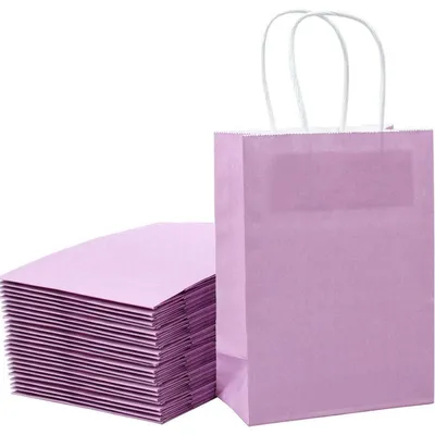 Productafbeelding van Geschenktassen, kraftpapier, paars, met handgrepen, 25 stuks, afmetingen 25,4 x 12,7 x 33 cm