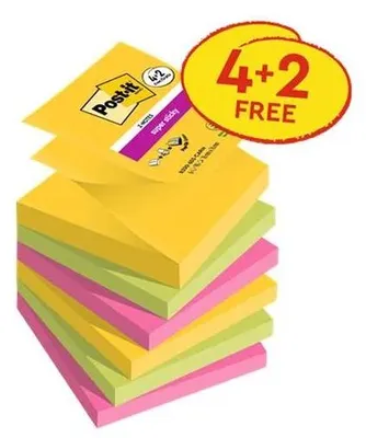 Samolepiaci bloček, "Z", 76x76 mm, 4+2x90 listov, 3M POSTIT "Carnival", rôzne farby