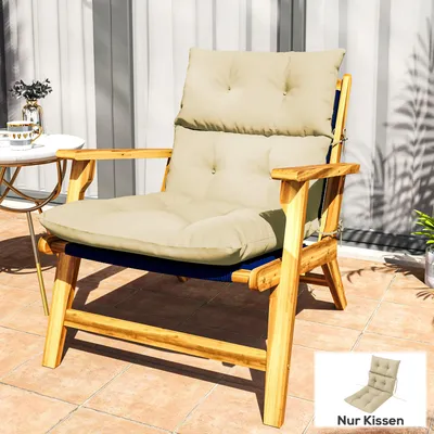 Produktbild von Stuhlkissen mit Rückenlehne, Sitzkissen Schaukelstuhl, Polsterkissen Gartenstuhl, Beige | 115 x 56 x 10 cm | Polyester, Schaumstoff | 2,2 kg
