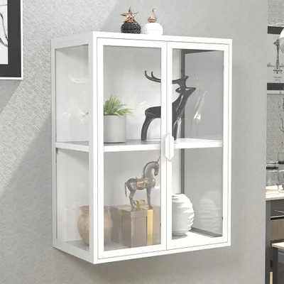 Produktbild von VCM Glasvitrine hängend | Vitrine Glas mit ESG-Sicherheitsglas | Maße ca. H. 80 x B. 60 x T. 35 cm | Hängevitrine Glas | Modern und platzsparend | Glas Vitrinenschrank - Flokas M