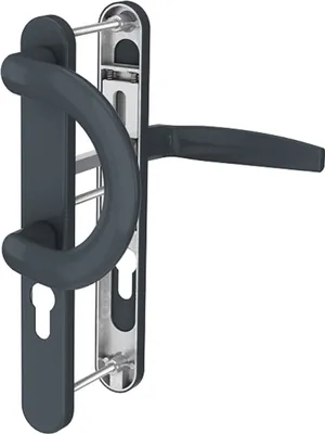 Produktbild von Langschild Schmalrahmengarnitur Anthrazit 92mm Wechselgarnitur Profilzylinder Bügelgriff/Drücker 71-86mm nein