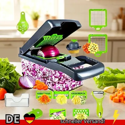 Produktbild von 14 16 in 1 Multifunktionaler Gemüsehacker Zwiebelzerkleinerer Griff