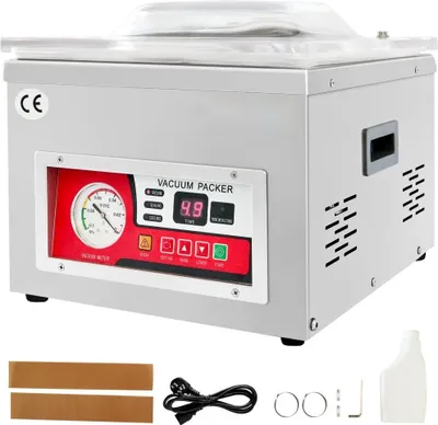 Immagine prodotto di Sigillatrice sottovuoto DZ-260A - Sigillatrice sottovuoto a campana professionale compatta con motore da 180 W, 6,5 cbm/h, dimensioni di sigillatura 33x25 cm - Ideale per famiglie, supermercati, industrie alimentari