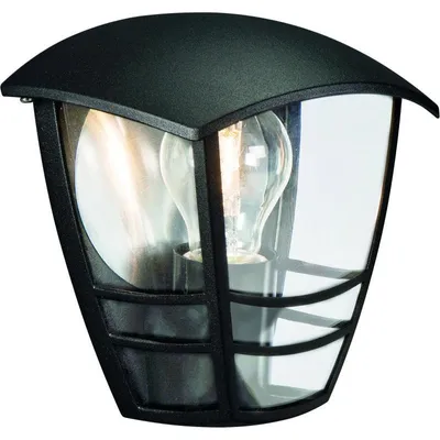 Productafbeelding van Philips myGarden Wandlamp Creek, 60W E27, zonder lamp, Buitenverlichting voor aan de muur, Zwart, Metaal, IP44, Geschikt voor terras, tuin, Beschermingsklasse II
