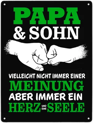 Produktbild von Papa & Sohn, ein Herz und eine Seele Metallschild XXL in 28x38 cm mit Spruch in