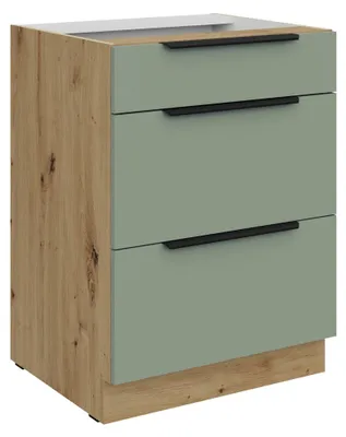 Produktbild von Kondela Küchenunterschrank Arsany 60 D 3S BB - aquamarine / Artisan Eiche