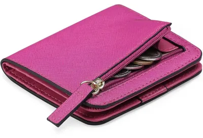 Immagine prodotto di Portafoglio da donna, piccolo, con protezione RFID, in pelle, color rosa