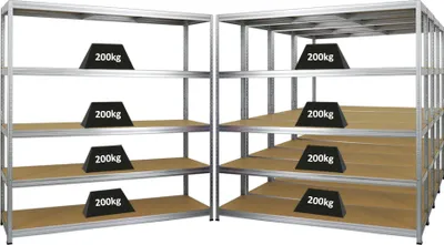 Produktbild von Mega Deal | 5x Schwerlastregal Giant Elephant | HxBxT 180x180x45cm | Fachlast 200kg | Verzinkt