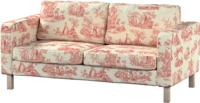 Produktbild von Dekoria Bezug für Karlstad 2-Sitzer Sofa nicht ausklappbar, creme- rot, Sofahusse, Karlstad 2-Sitzer