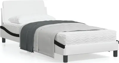 Produktbild von Bettgestell mit Kopfteil Weiß und Schwarz 80x200 cm Kunstleder 373084