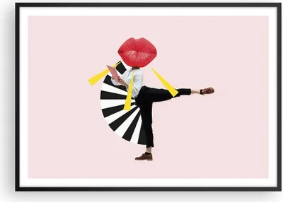 Produktbild von Gerahmtes Poster - Schwarzer Rahmen - Grafik Mund Mann - 100x70 cm - Wand Bild - Wanddeko - Wandbilder - Kunstposter - Wandposter - Bilderrahmen - Bilder - Kunstdruck - P2BAA100x70-4559