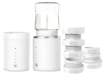 Productafbeelding van Zimilo draagbare flesverwarmer met 4400 mAh batterij, 4 temperatuurinstellingen, ontdooifunctie en warmhoudfunctie, roestvrijstalen plaat, compact voor babyflessen onderweg