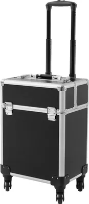 Produktbild von Rollender Makeup-Reise-Koffer, große Kapazität, robustes Aluminiumlegierung, schwarz