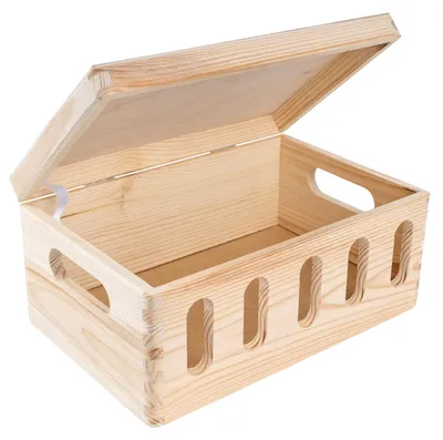 Productafbeelding van Creative Deco XL Grote houten kist met deksel en openingen, 30x20x14 cm