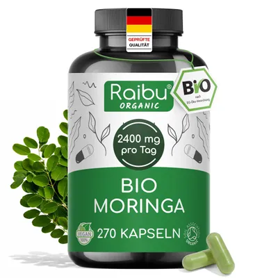Produktbild von Moringa 270 Kapseln, aus Moringa Oleifera Blattpulver - RAIBU