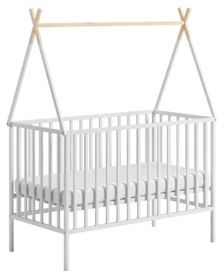 Obrázek produktu pro ATB MEBLE Dětská Postýlka, KOLEKCE TIPI, Přídavná Postýlka Pro Miminka Z Dřeva, Dětská Postýlka, Dětská Postýlka, 120x60cm, Bila