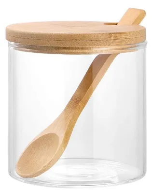 Immagine prodotto di Barattolo per spezie con cucchiaino e coperchio, capacità 300 ml, in vetro borosilicato