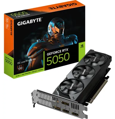 Immagine prodotto di GIGABYTE GeForce RTX 5050 OC Low Profile 8G - 8GB GDDR6, 128bit, PCI-E 5.0, 2587MHz Core Clock, 2 x DP, 2 x HDMI, NVIDIA DLSS 4, GV-N5050OC-8GL