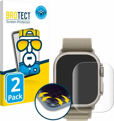 Produktbild von 2x BROTECT Fullscreen Schutzfolie für Apple Watch Ultra 2 (49 mm) Displayschutz Folie Fullcover Klar Transparent