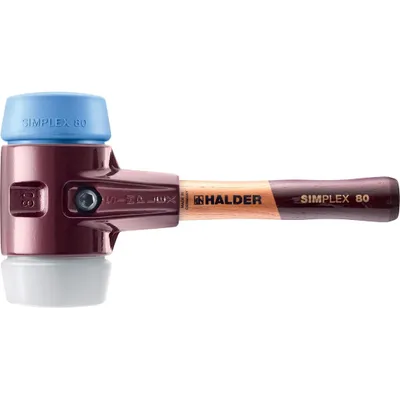 Produktbild von HALDER SIMPLEX Schonhammer Ø 80 mm Superplastik / TPE-soft blau mit extra kurzem Stiel und Termpergussgehäuse