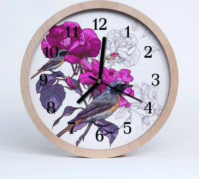 Produktbild von Holzuhr 30fi cm wanduhr - Vögel Tiere Blumen