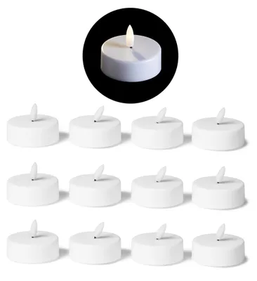 Zdjęcie produktu dla Duża świeczka LED z timerem – zestaw 12 sztuk, ciepła biel, płomień 3D z efektem migotania – duża świeczka LED 5,8 cm, biała, z tworzywa sztucznego, wymaga 1 baterii CR2032 – świeczki LED do umieszczenia na wieńcu adwentowym