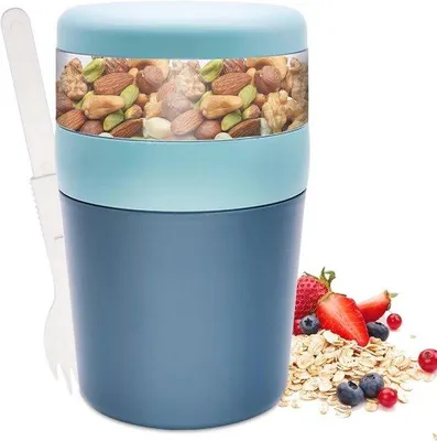 Produktbild von Yoghurtbecher für Kinder und Erwachsene - 500 ml mit Löffel - Ideal für Frühstück, Schule und Reisen