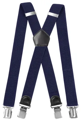 Productafbeelding van Heren Bretels met 4 Sterke Clips, X-Vorm, Verstelbaar voor Grote Maten, Blauw