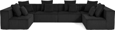 Image de Lisa Design Colombine - canapé modulable panoramique - 7 places - en velours côtelé , Noir