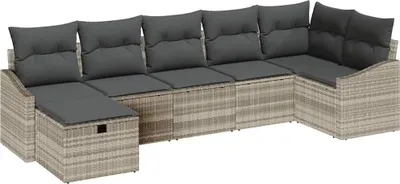 Image de Ensemble de Canapés avec coussin Gris clair polyrotin